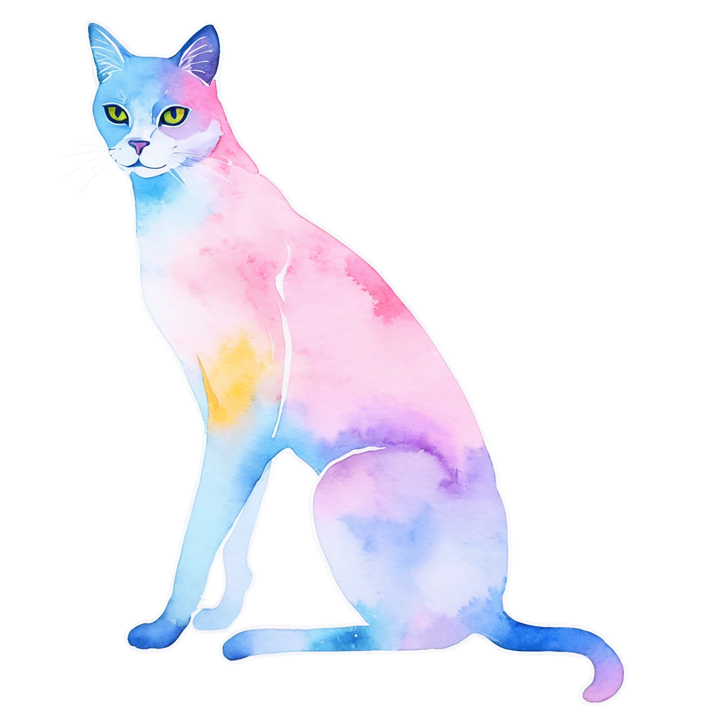 Cat watercolor sticker isolated on transparent background #14790