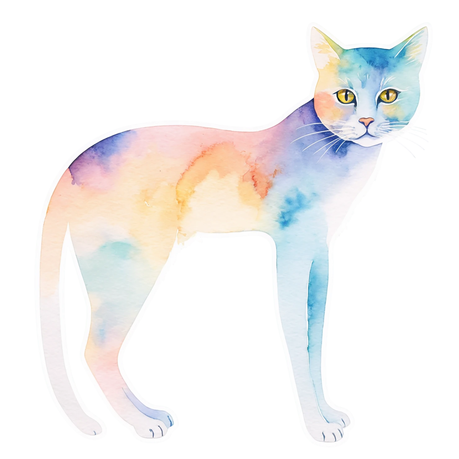 Cat watercolor sticker isolated on transparent background #14793