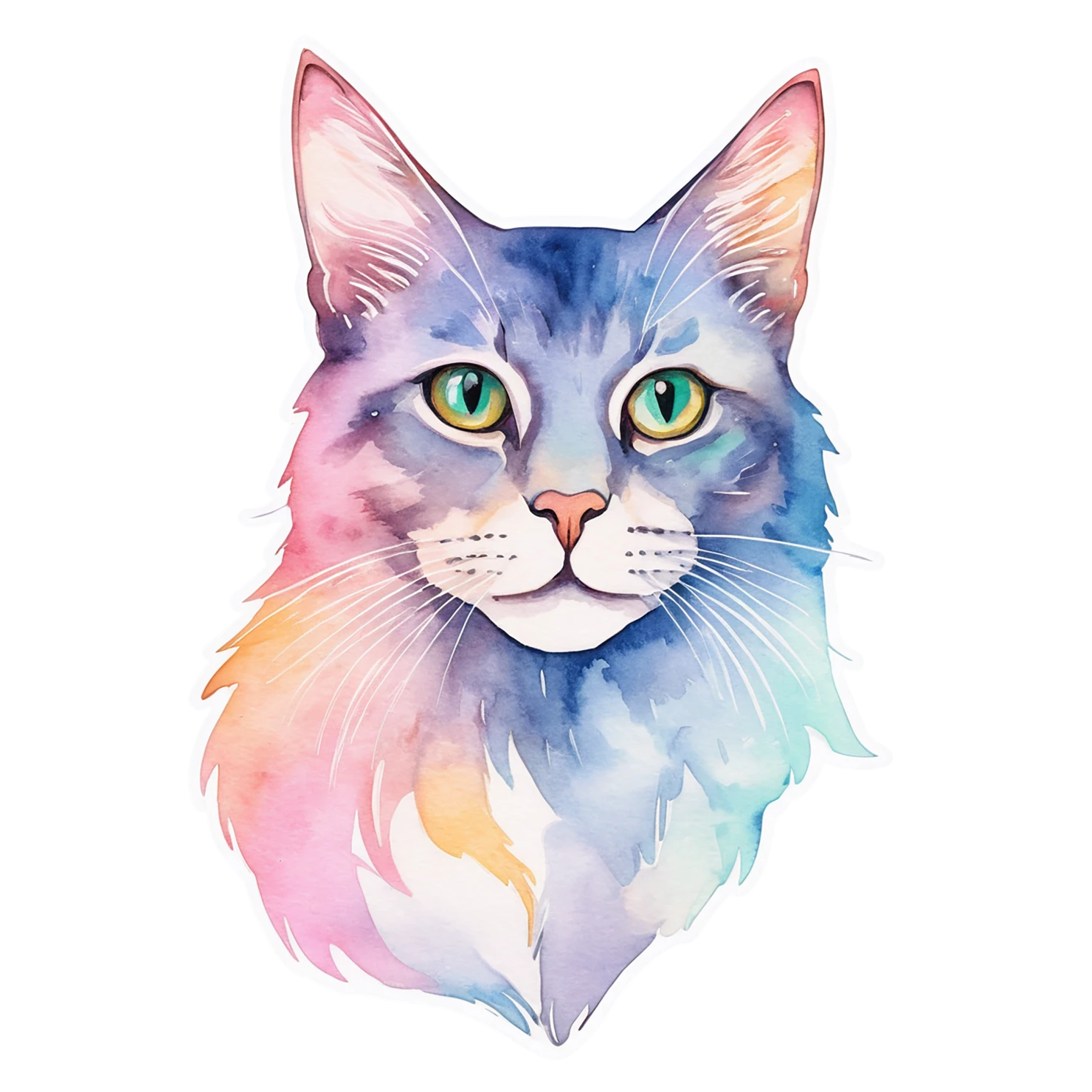 Cat watercolor sticker isolated on transparent background #14795