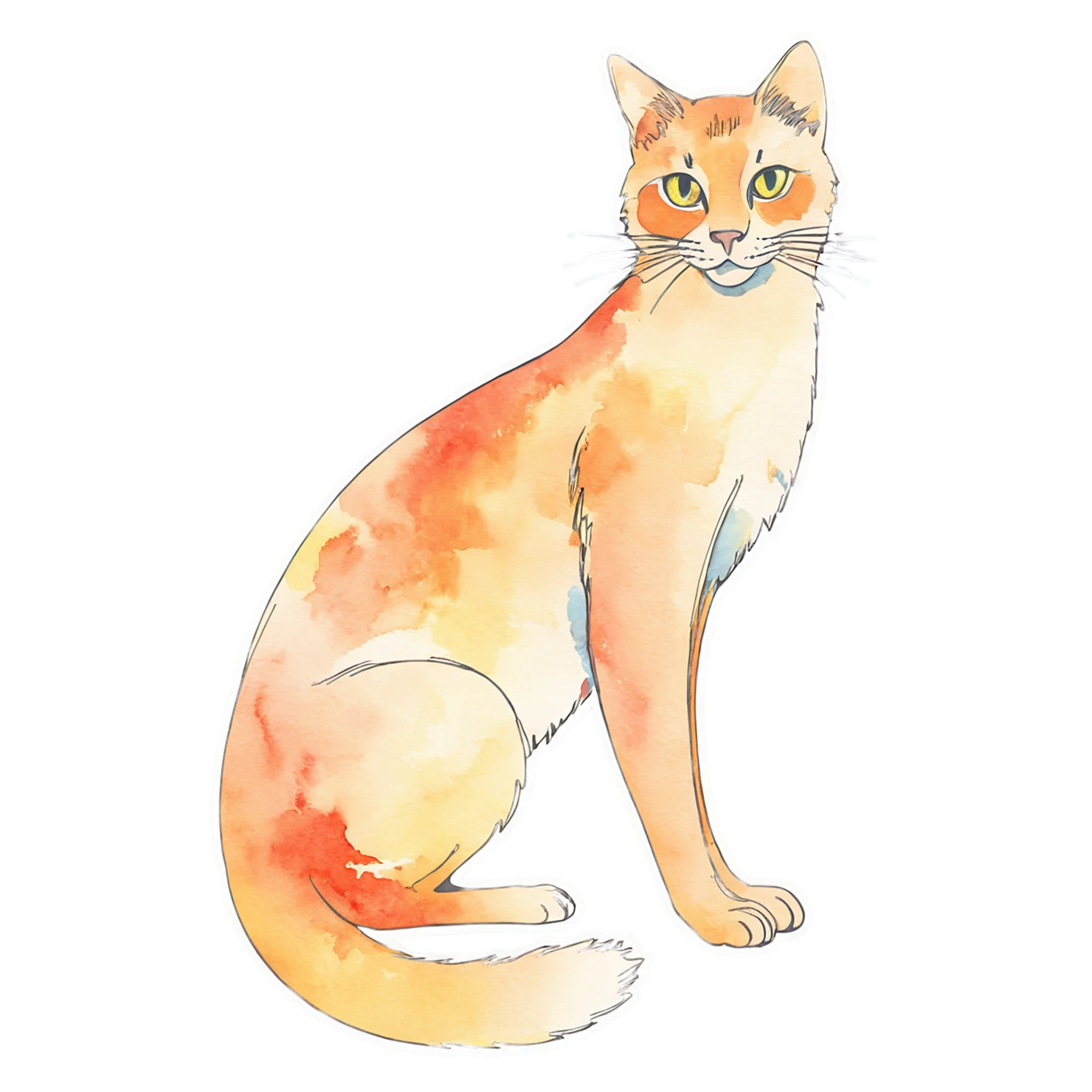 Cat watercolor sticker isolated on transparent background #14796