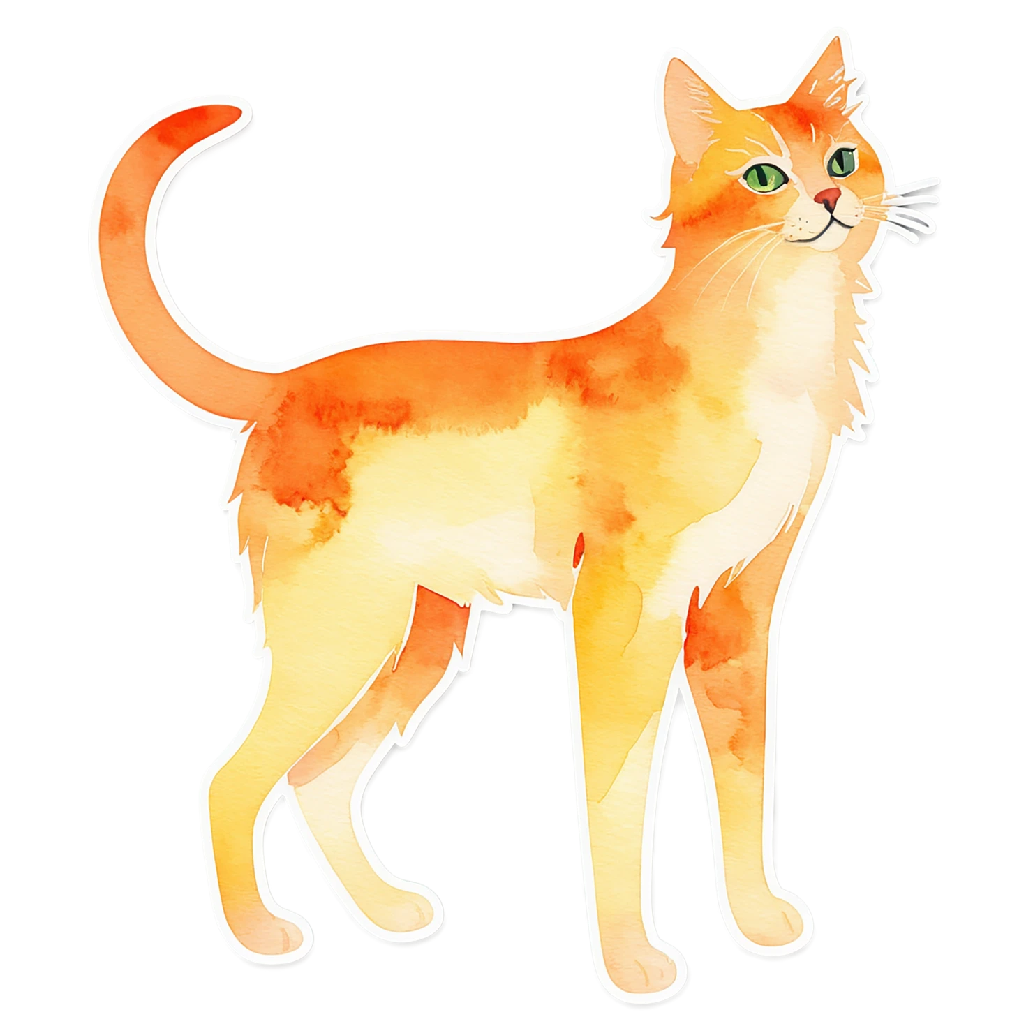 Cat watercolor sticker isolated on transparent background #14799