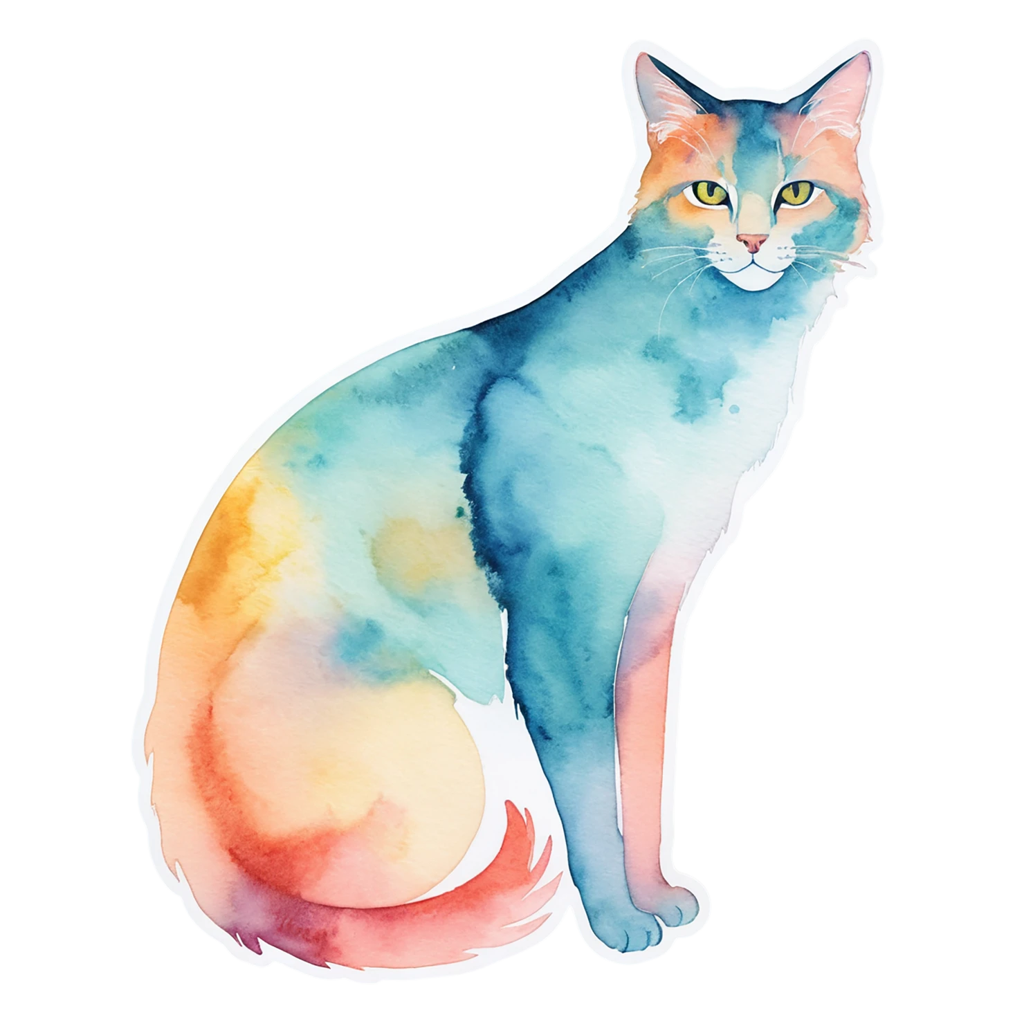 Cat watercolor sticker isolated on transparent background #14800