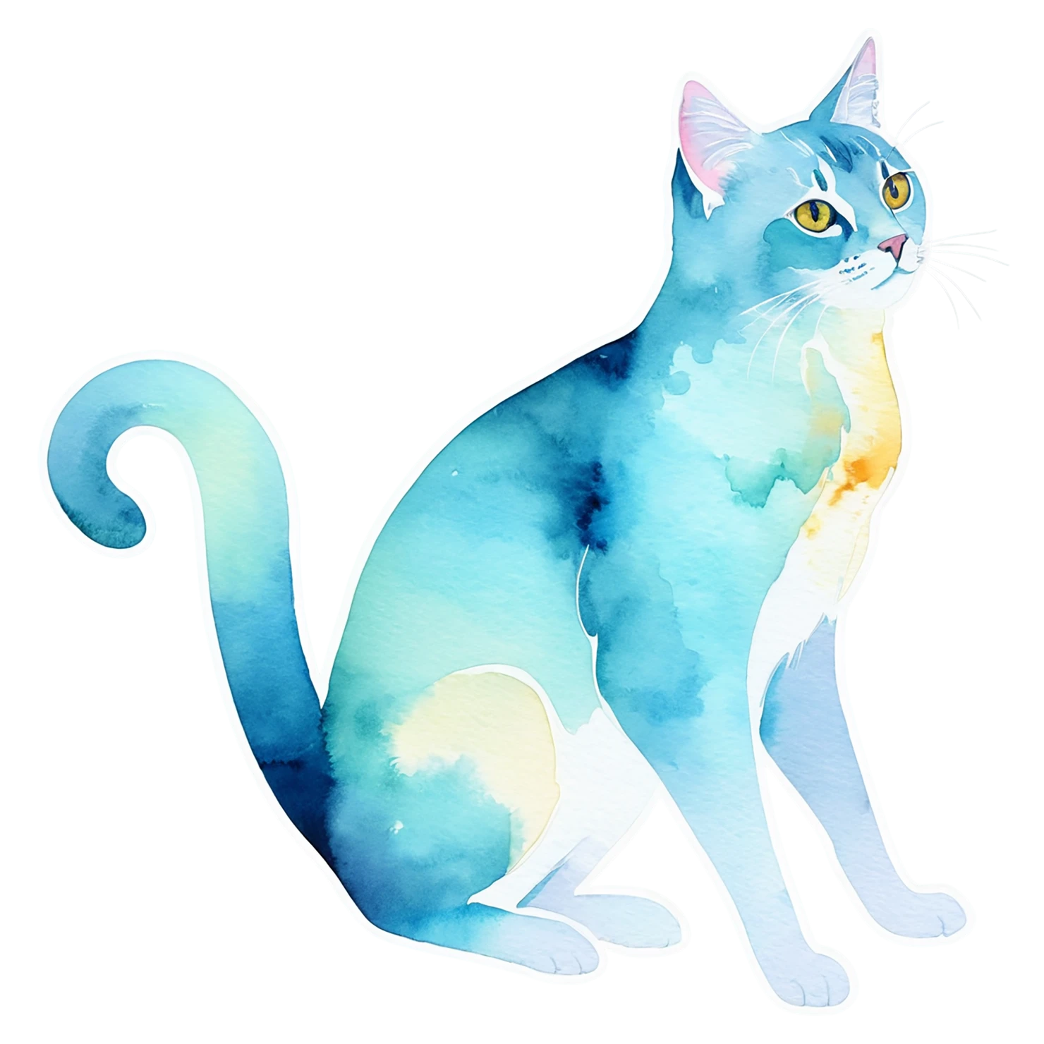 Cat watercolor sticker isolated on transparent background #14802