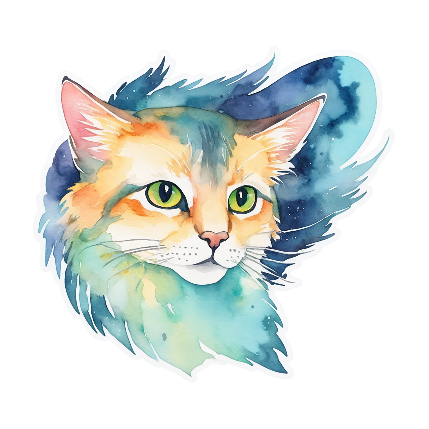 Cat watercolor sticker isolated on transparent background #14803