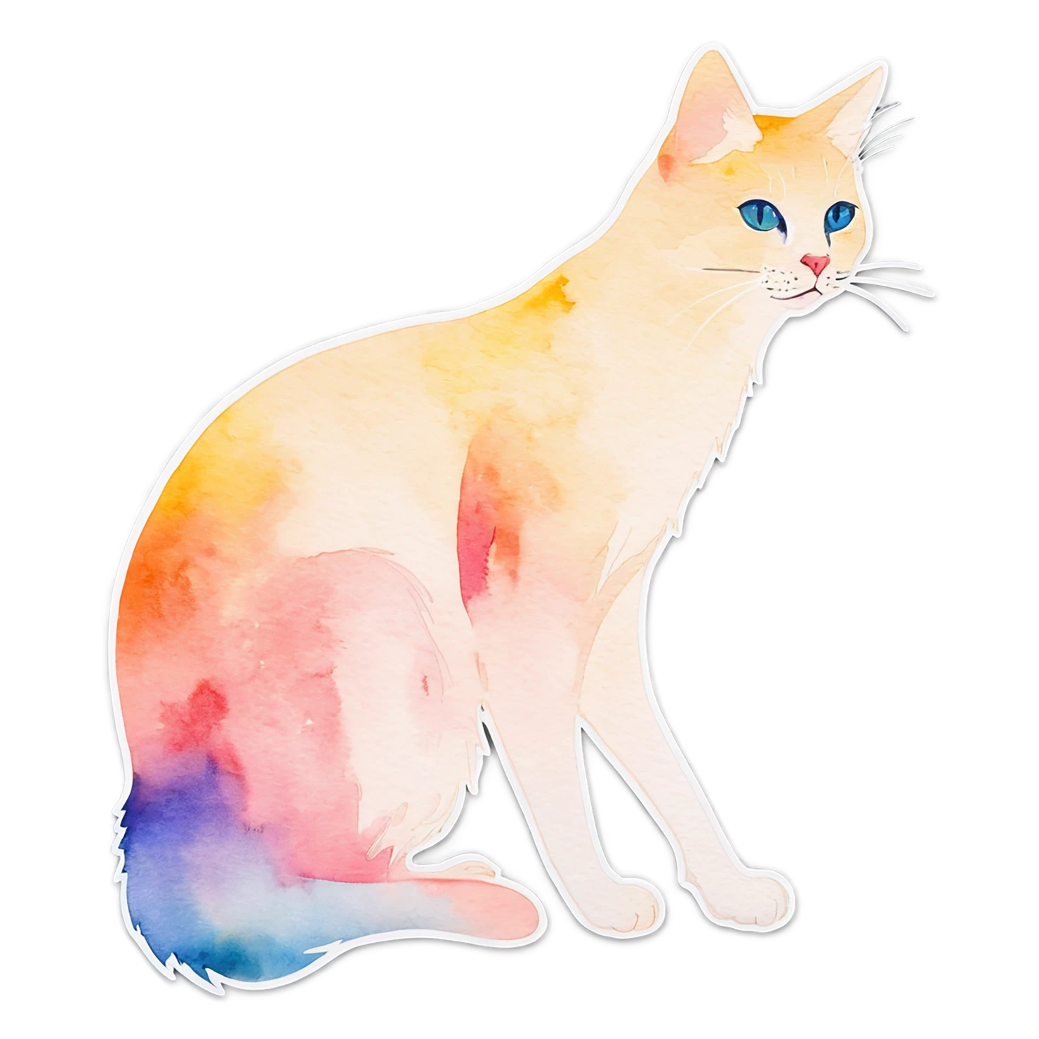 Cat watercolor sticker isolated on transparent background #14804