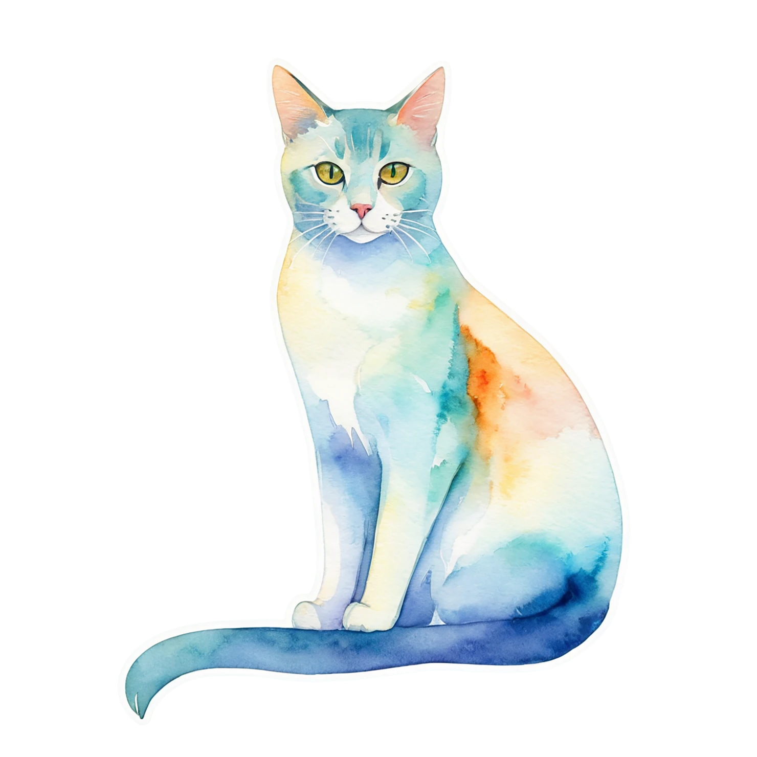 Cat watercolor sticker isolated on transparent background #14805