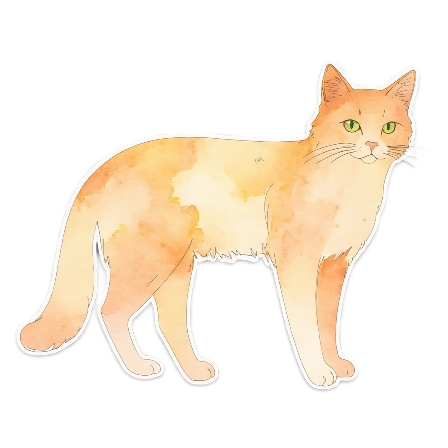 Cat watercolor sticker isolated on transparent background #14807