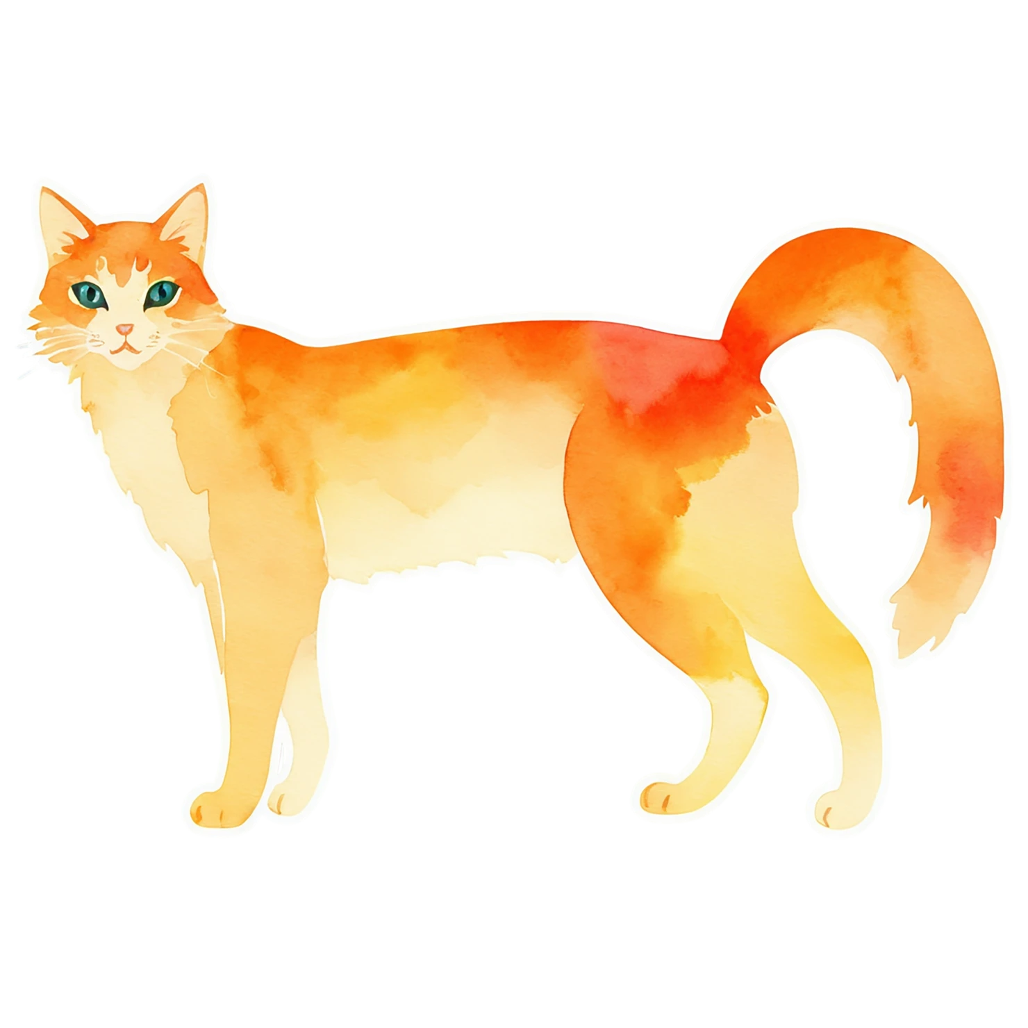 Cat watercolor sticker isolated on transparent background #14810