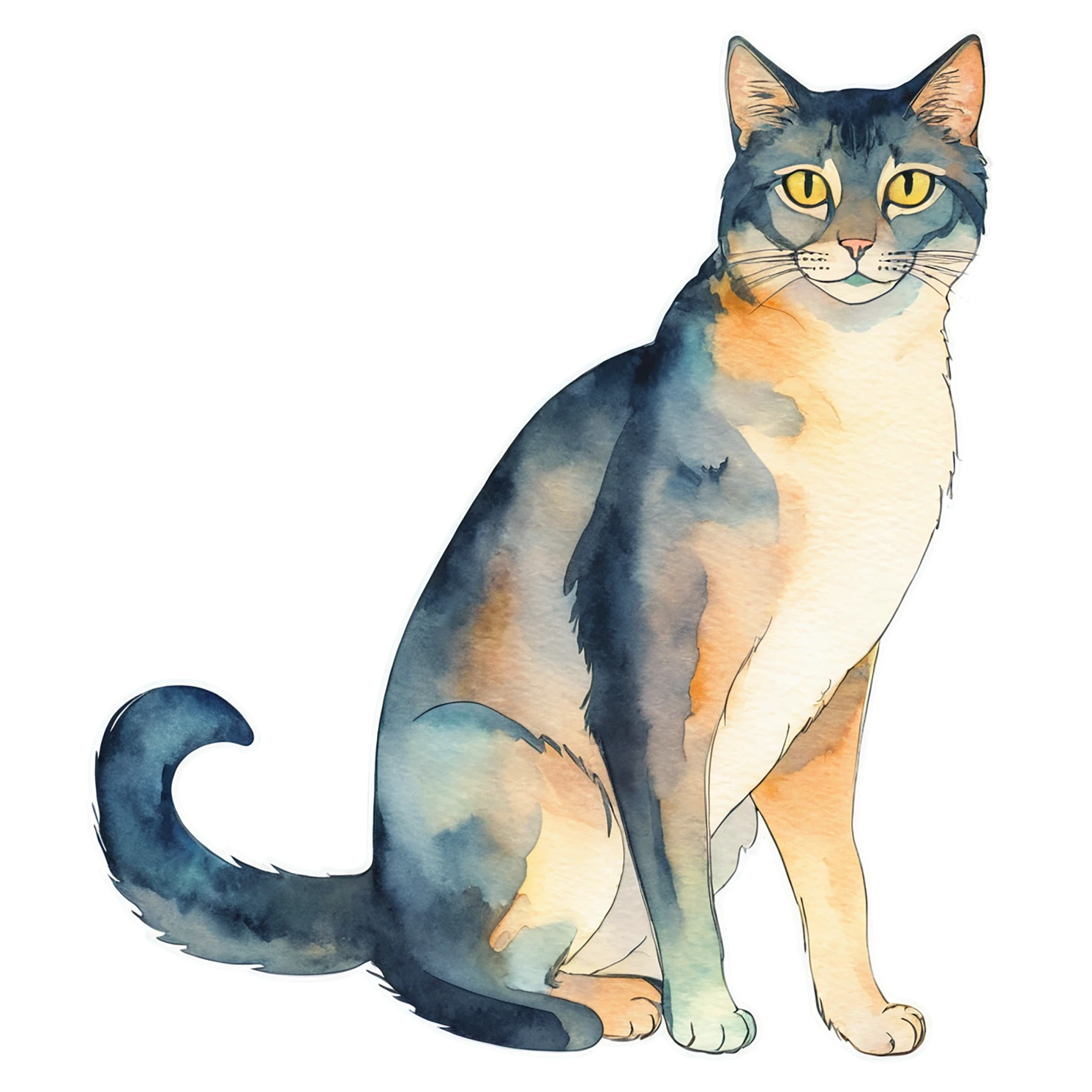 Cat watercolor sticker isolated on transparent background #14811