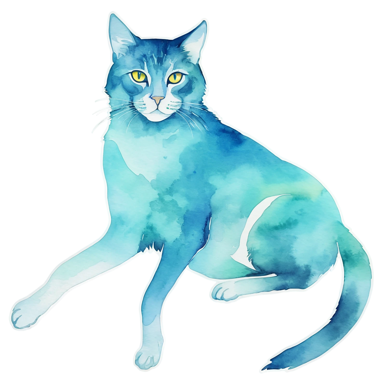Cat watercolor sticker isolated on transparent background #14812