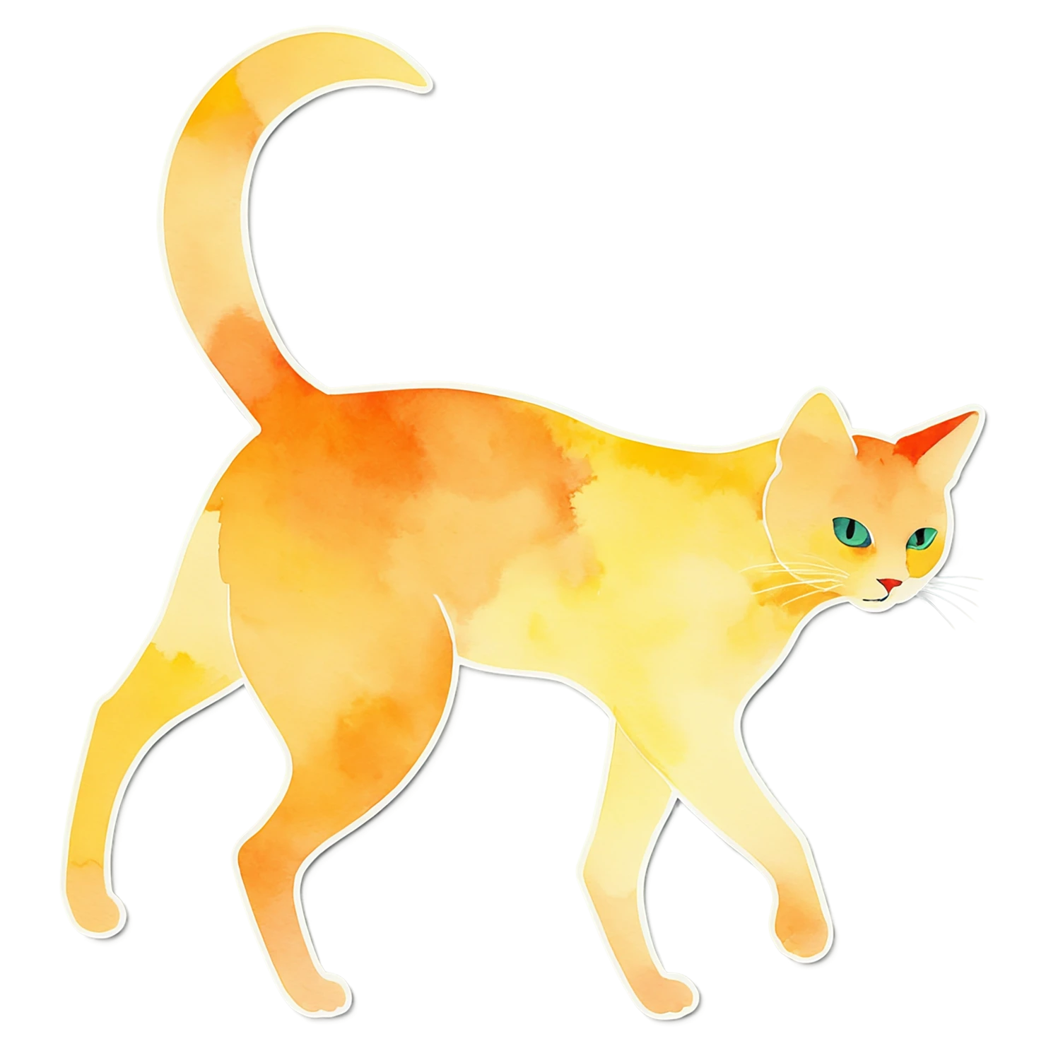 Cat watercolor sticker isolated on transparent background #14813