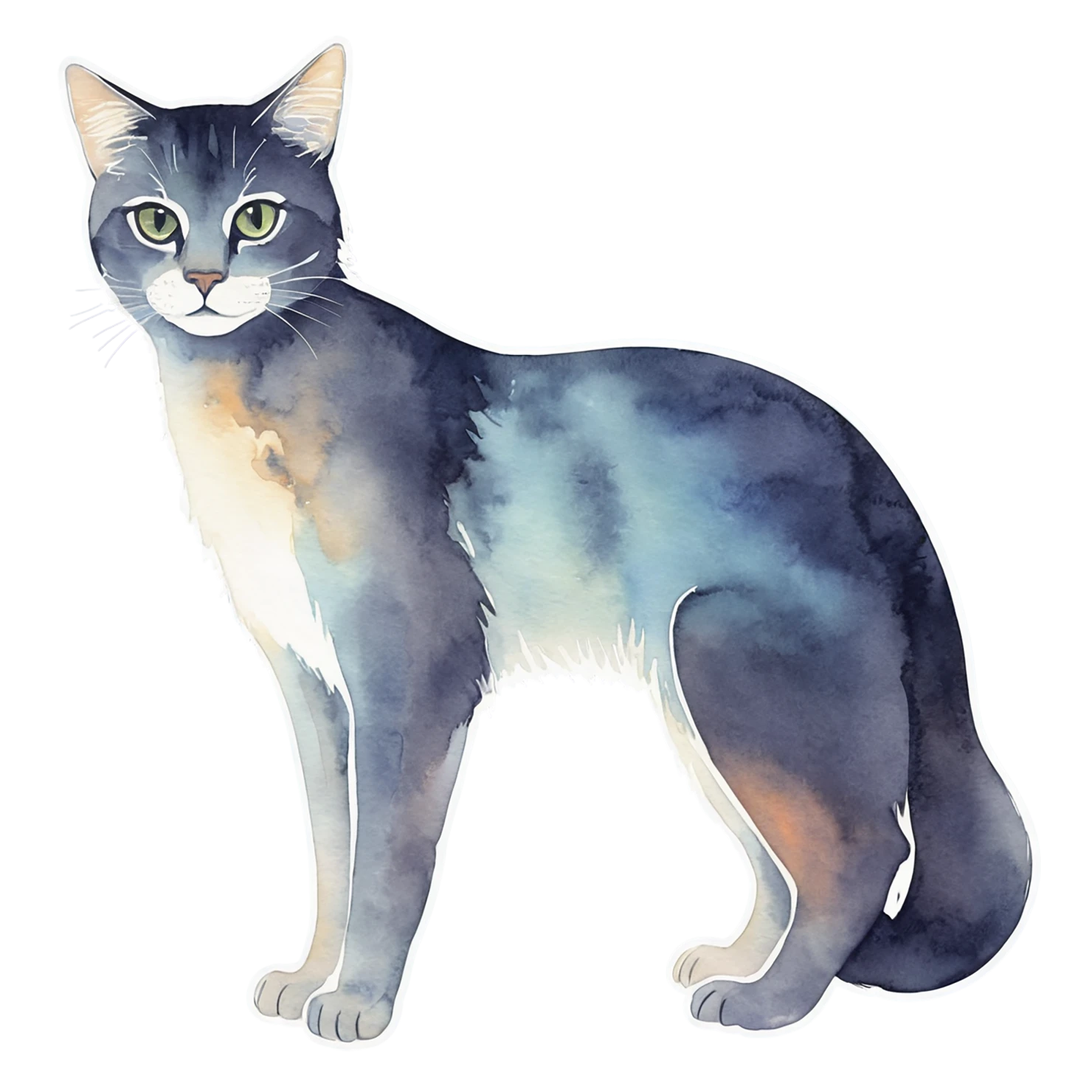 Cat watercolor sticker isolated on transparent background #14814