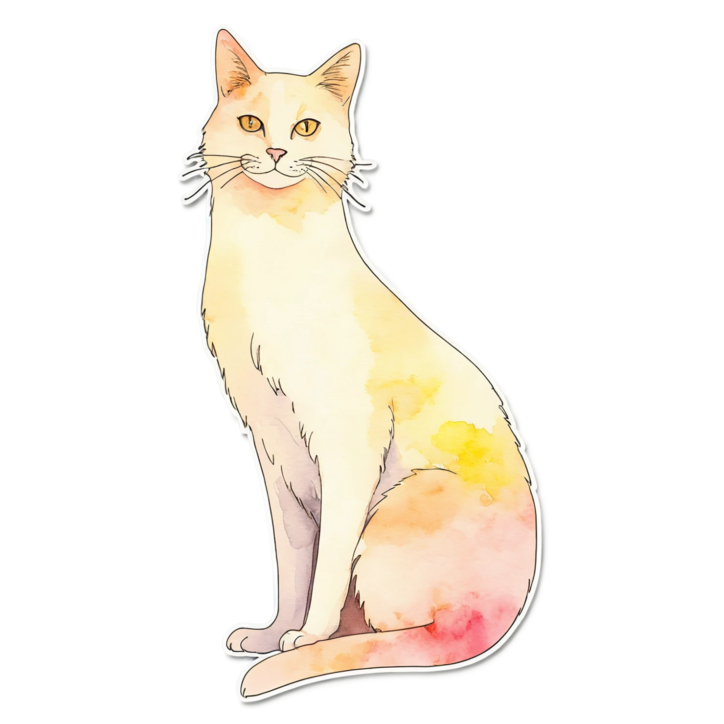 Cat watercolor sticker isolated on transparent background #14818