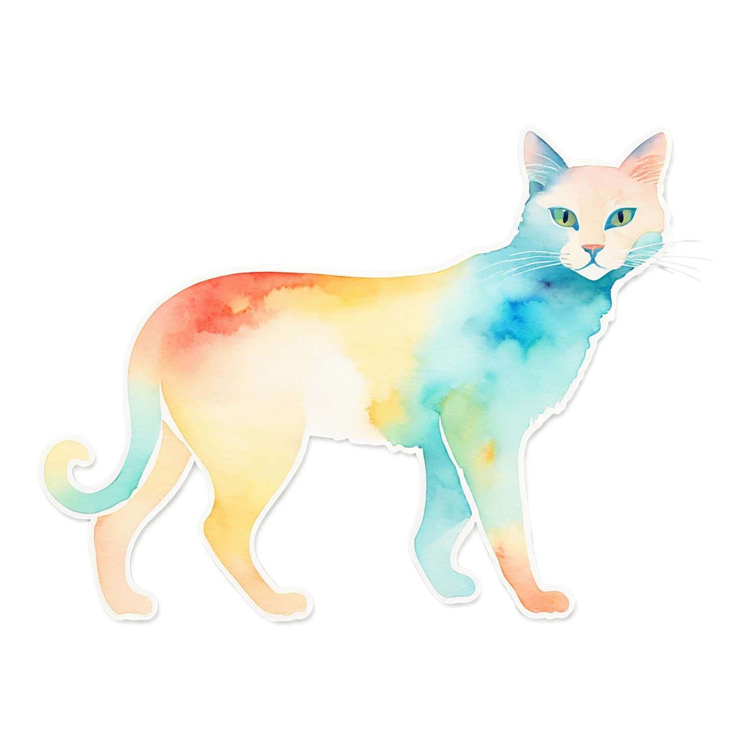 Cat watercolor sticker isolated on transparent background #14820