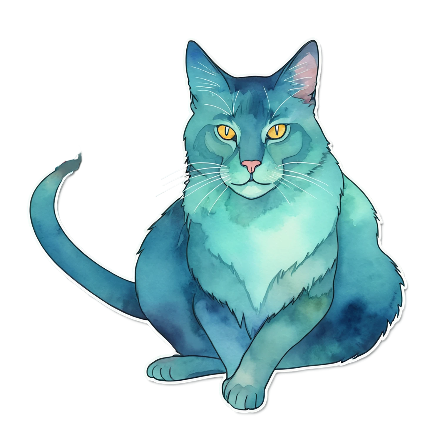 Cat watercolor sticker isolated on transparent background #14821