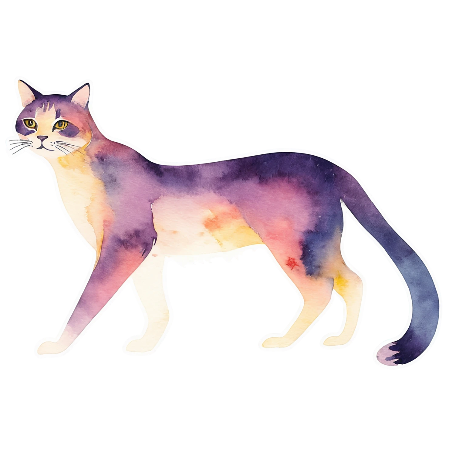 Cat watercolor sticker isolated on transparent background #14824