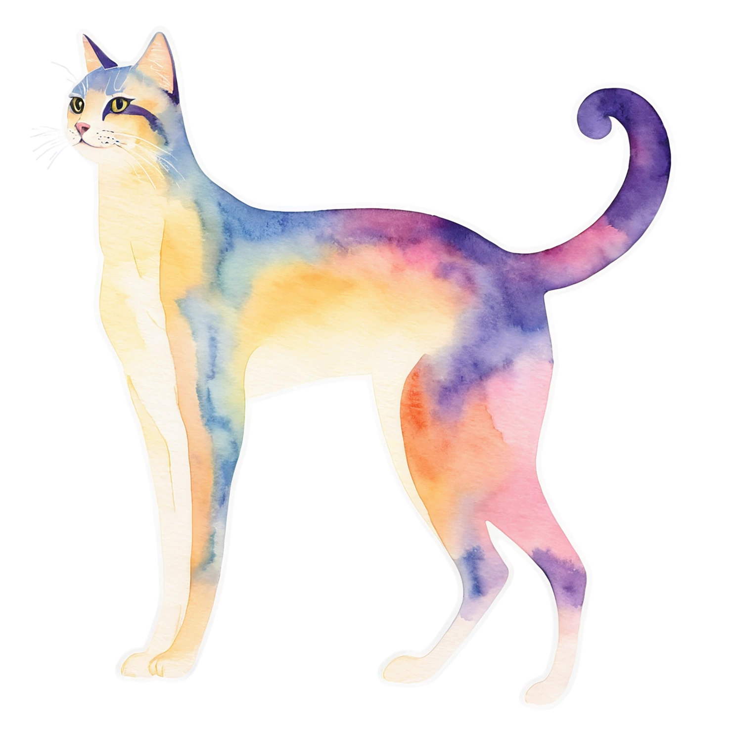Cat watercolor sticker isolated on transparent background #14826