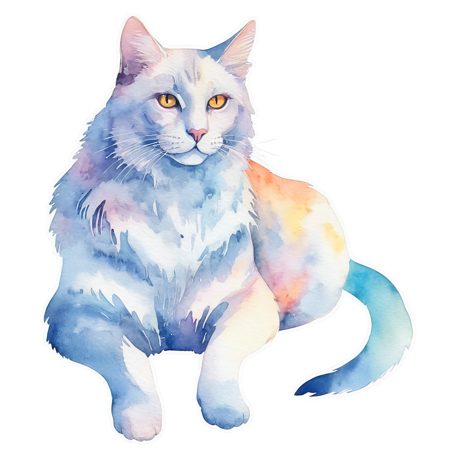 Cat watercolor sticker isolated on transparent background #14828