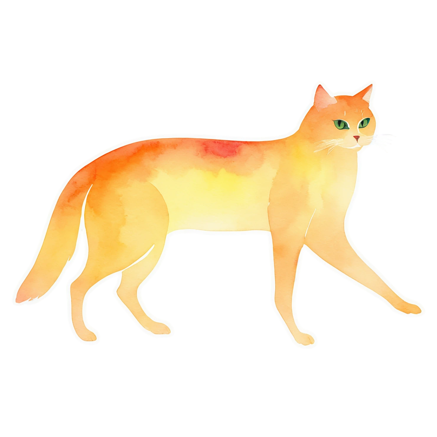 Cat watercolor sticker isolated on transparent background #14830