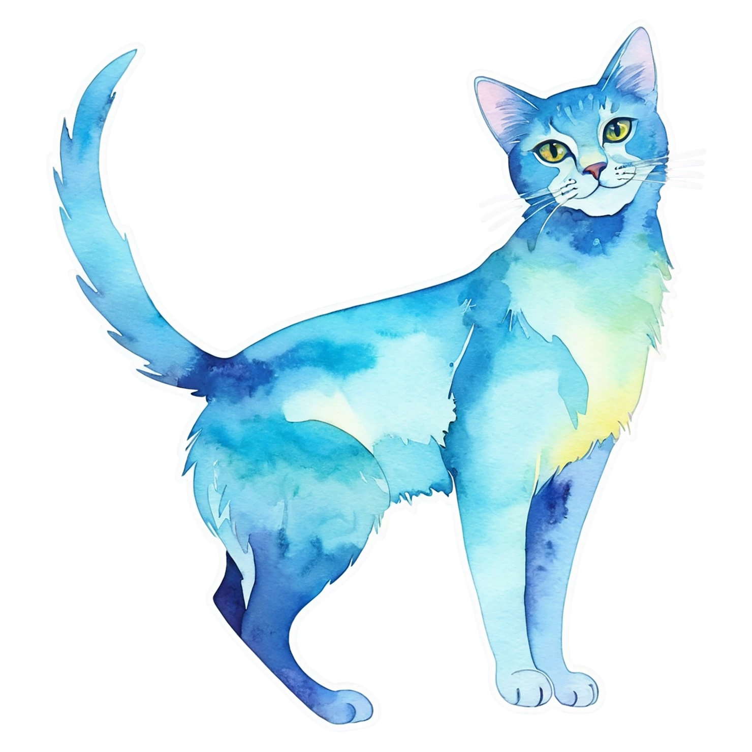 Cat watercolor sticker isolated on transparent background #14835