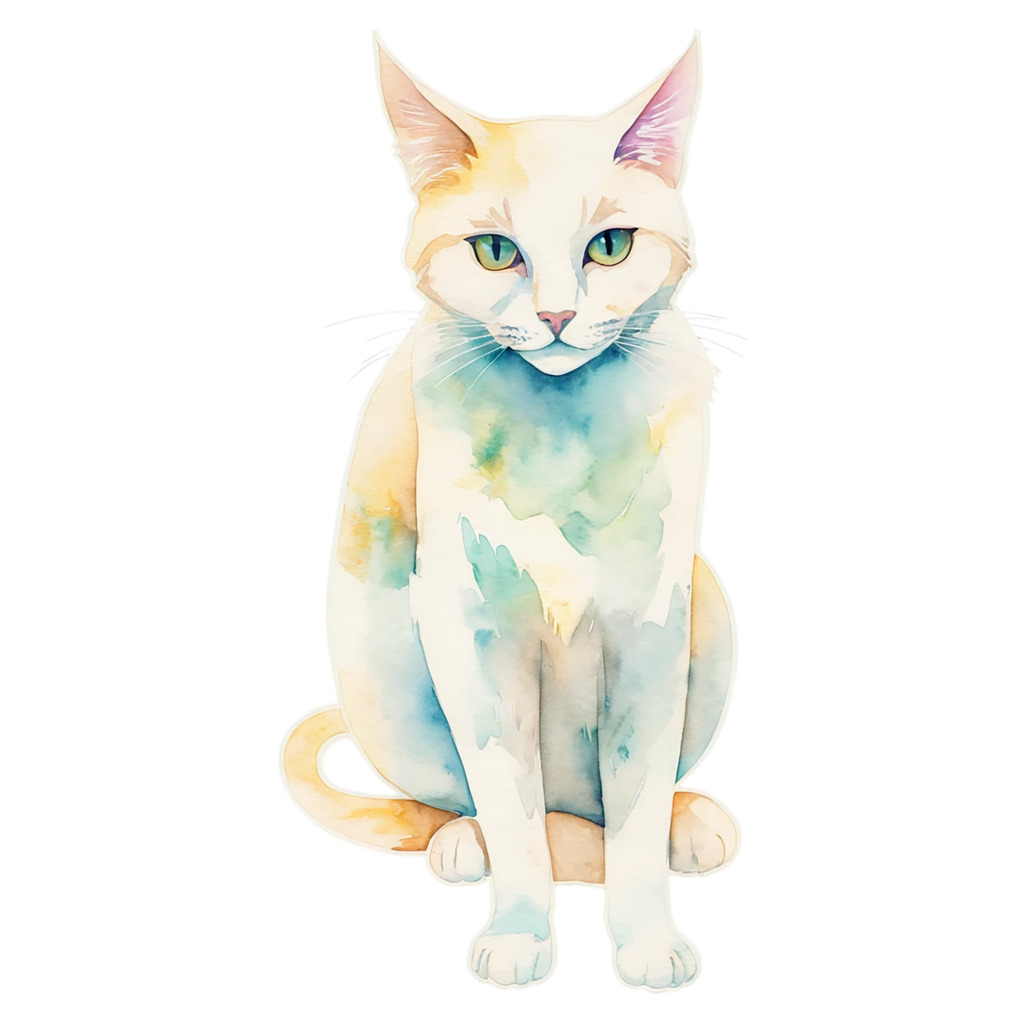 Cat watercolor sticker isolated on transparent background #14836