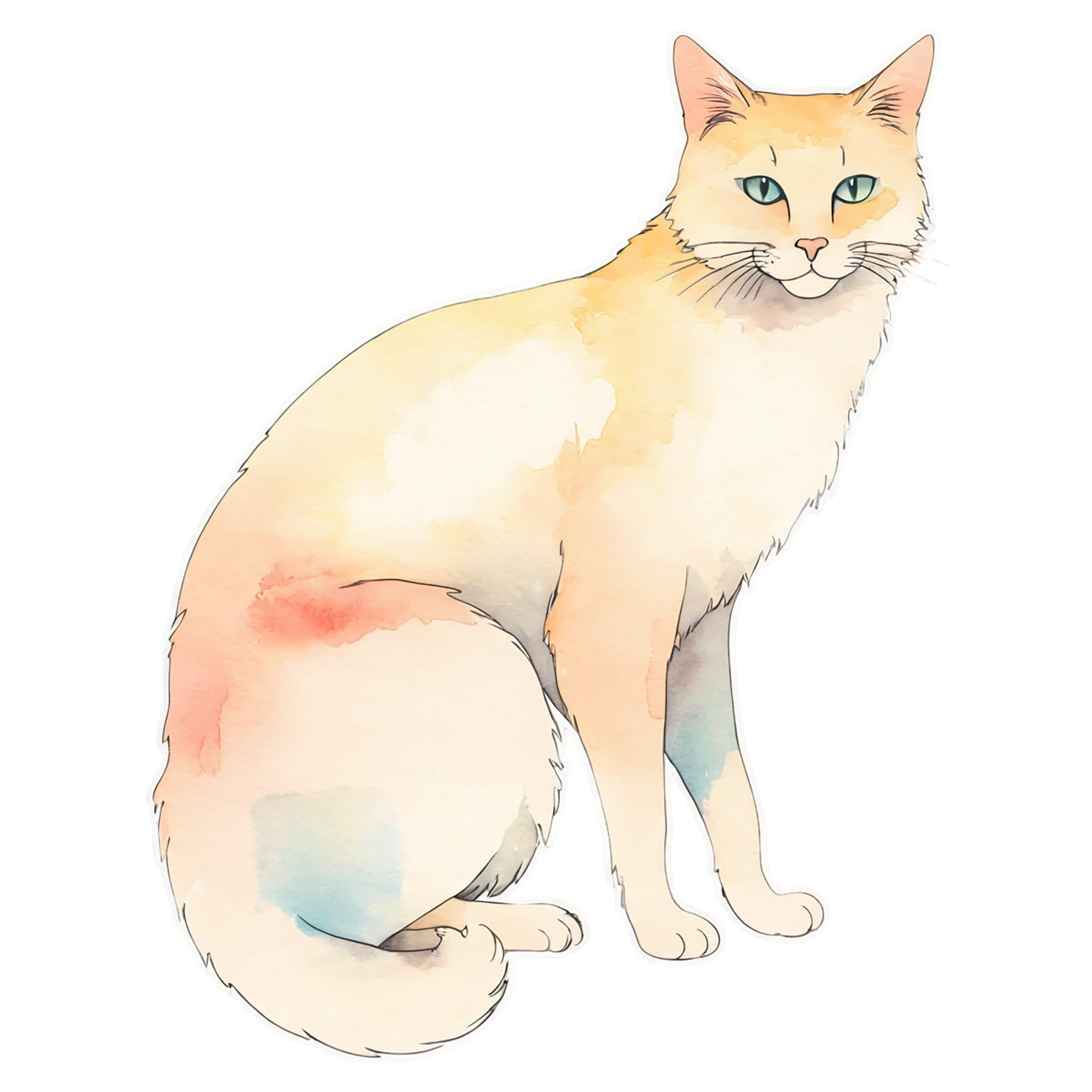 Cat watercolor sticker isolated on transparent background #14839