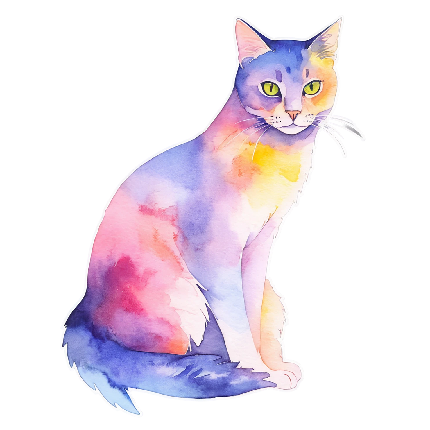 Cat watercolor sticker isolated on transparent background #14841