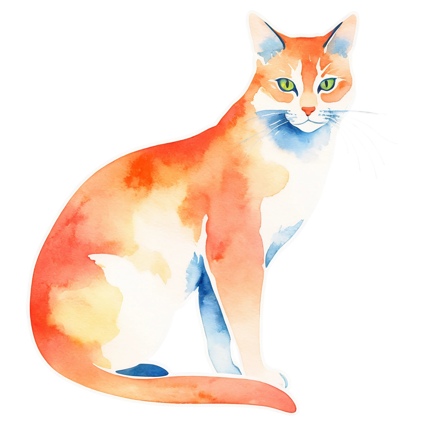 Cat watercolor sticker isolated on transparent background #14842