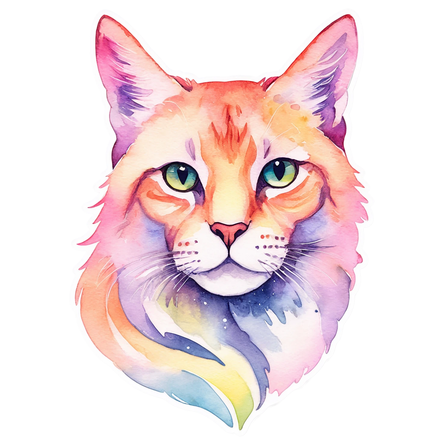 Cat watercolor sticker isolated on transparent background #14847