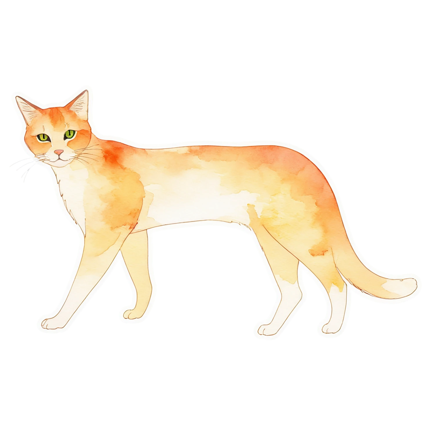 Cat watercolor sticker isolated on transparent background #14849