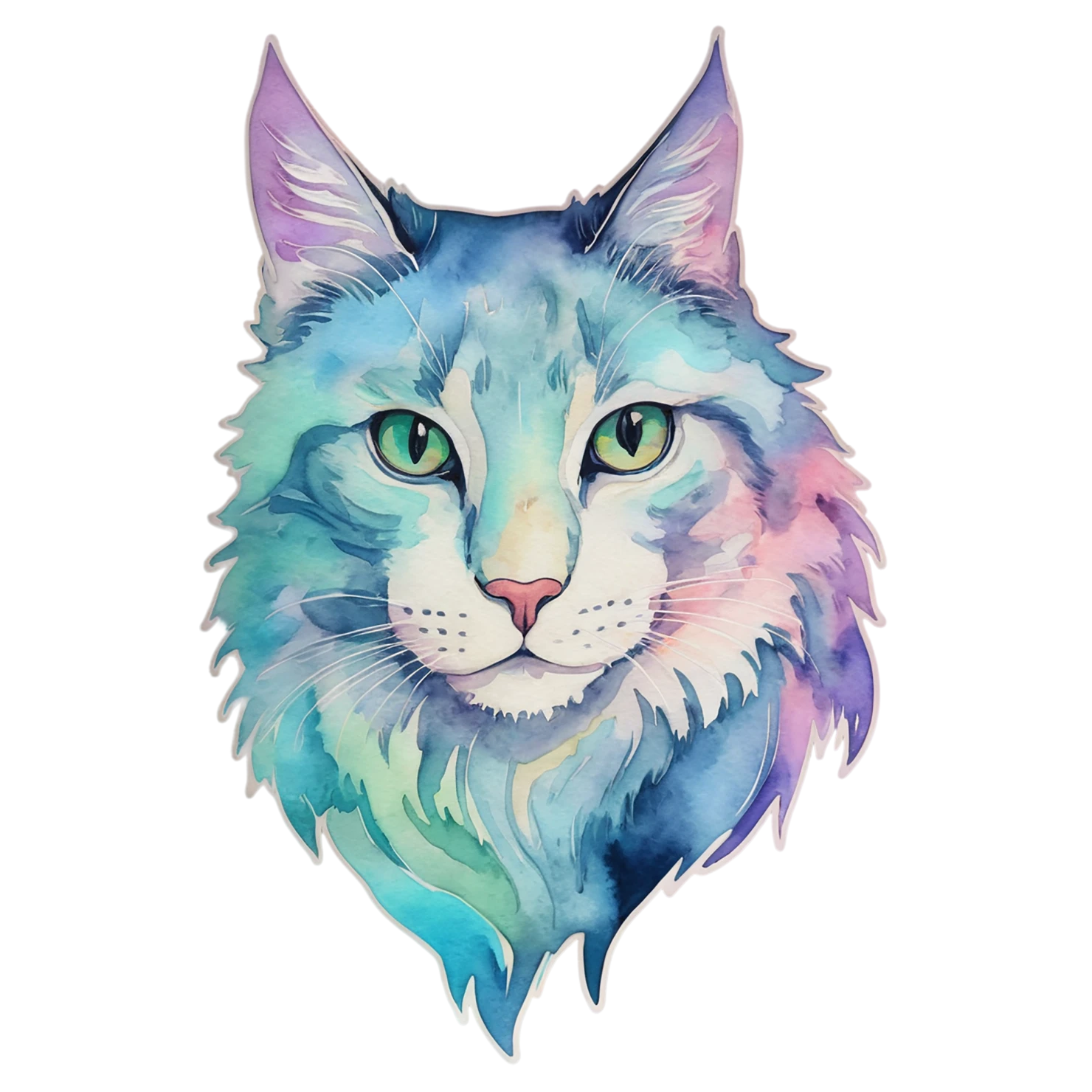 Cat watercolor sticker isolated on transparent background #14850