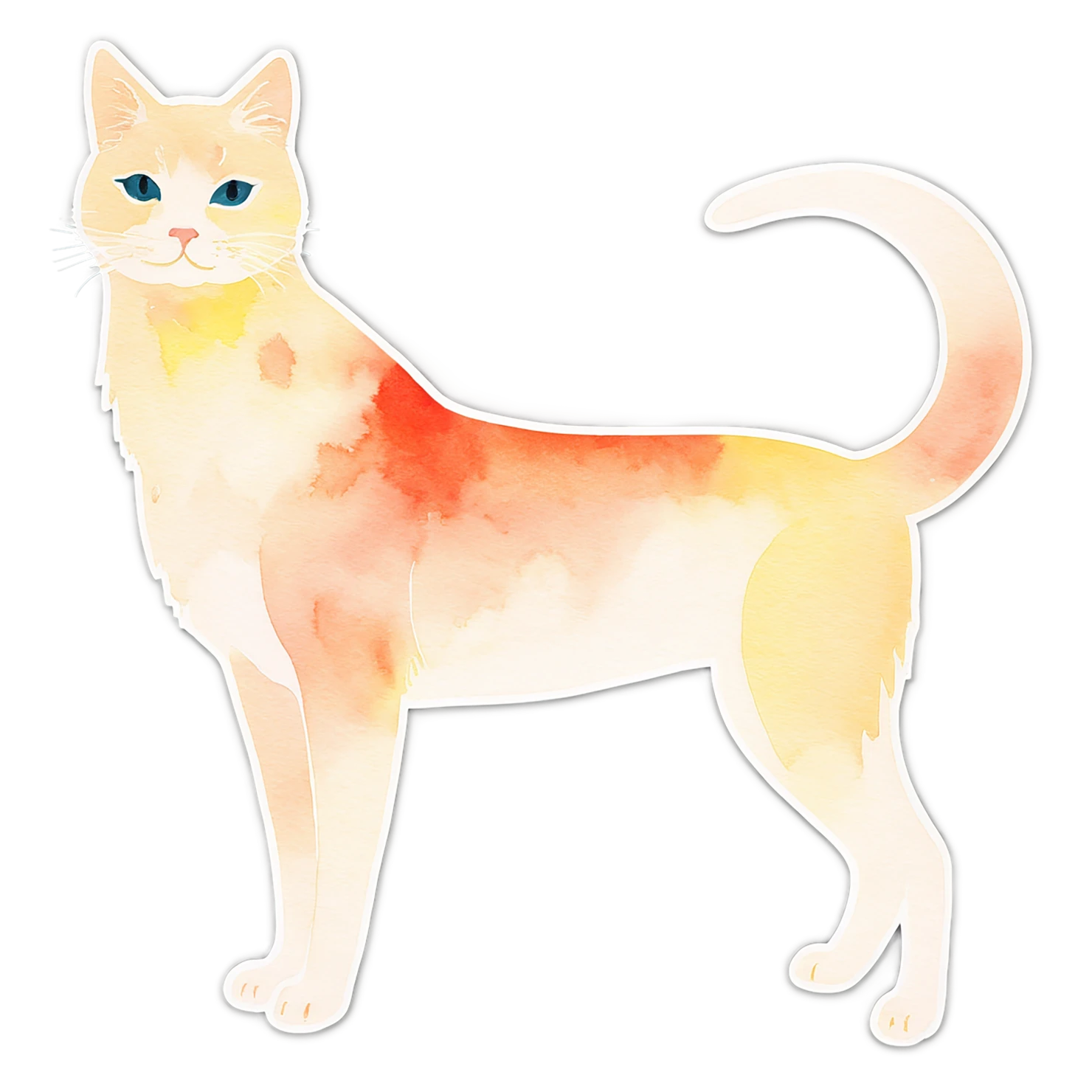 Cat watercolor sticker isolated on transparent background #14851