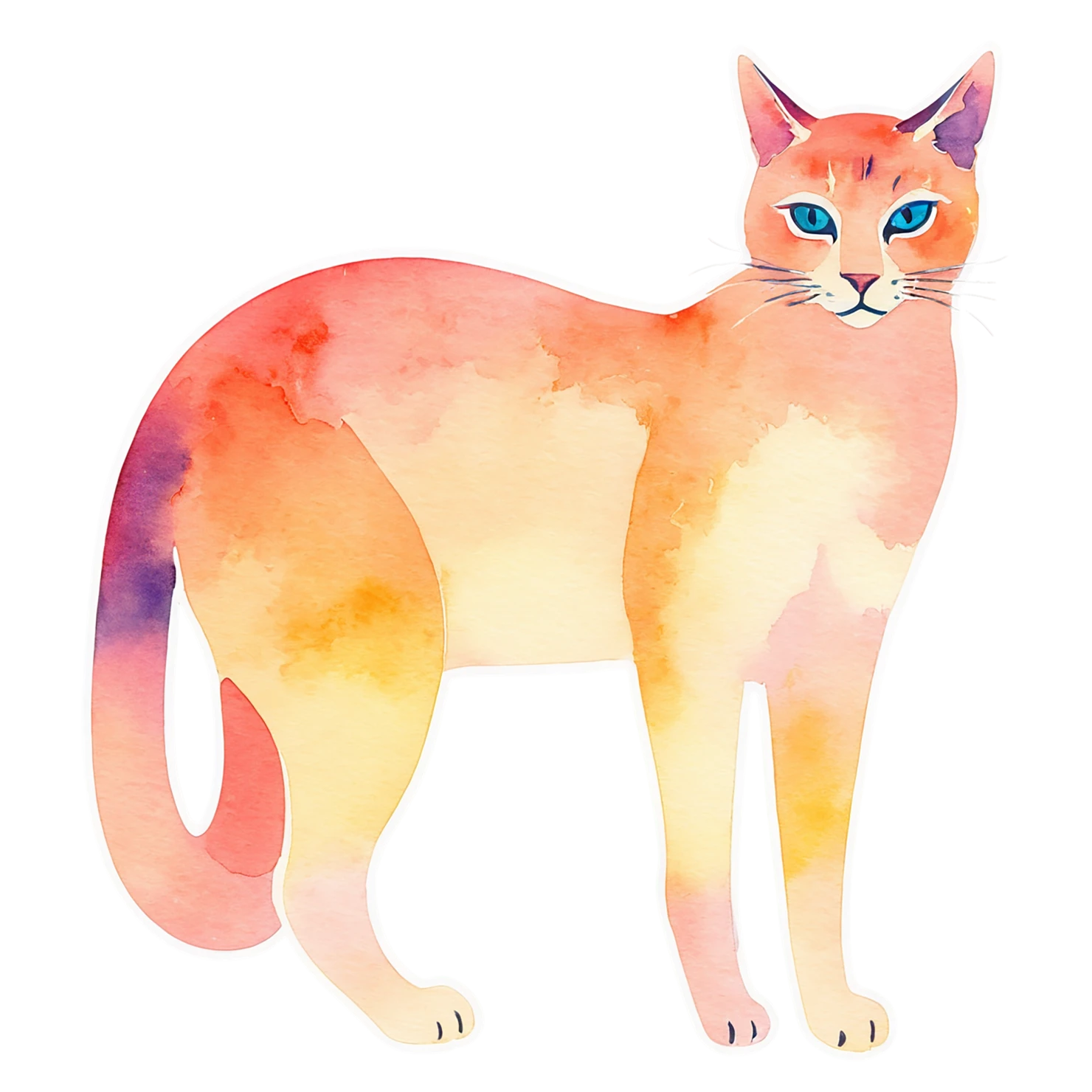 Cat watercolor sticker isolated on transparent background #14854