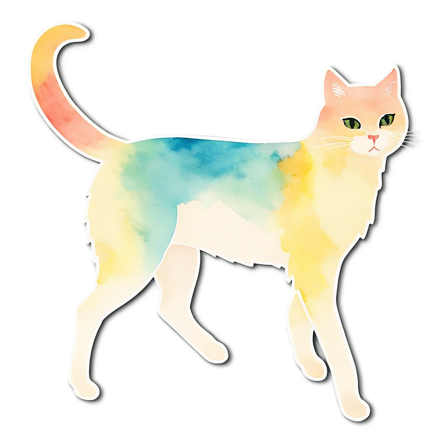 Cat watercolor sticker isolated on transparent background #14855