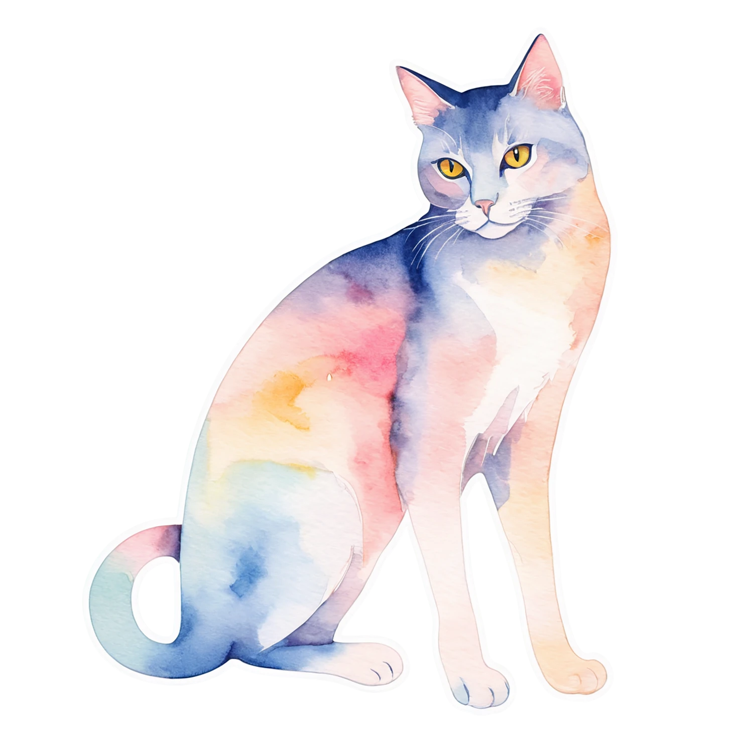 Cat watercolor sticker isolated on transparent background #14856