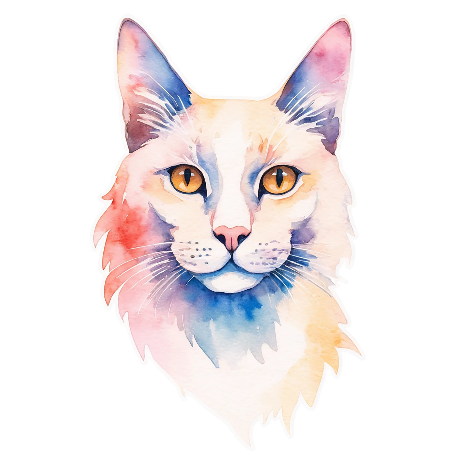 Cat watercolor sticker isolated on transparent background #14858