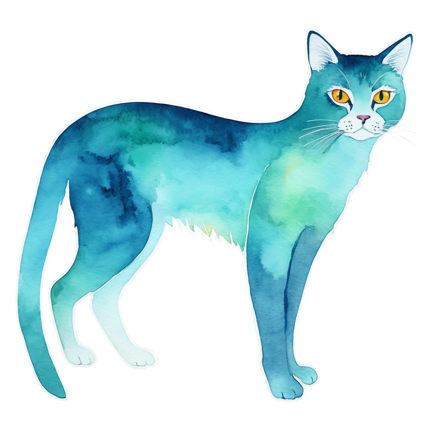 Cat watercolor sticker isolated on transparent background #14859