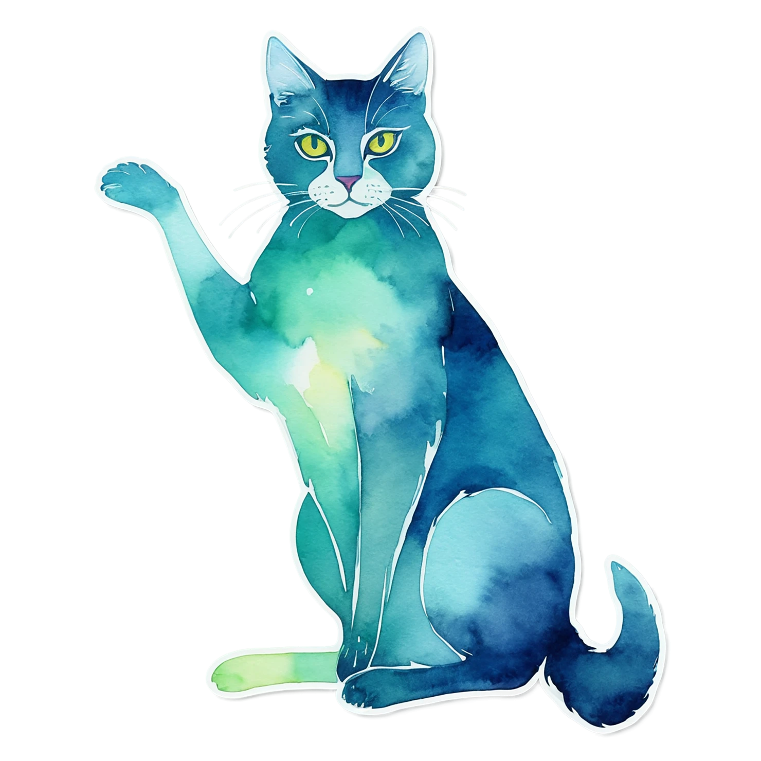 Cat watercolor sticker isolated on transparent background #14862