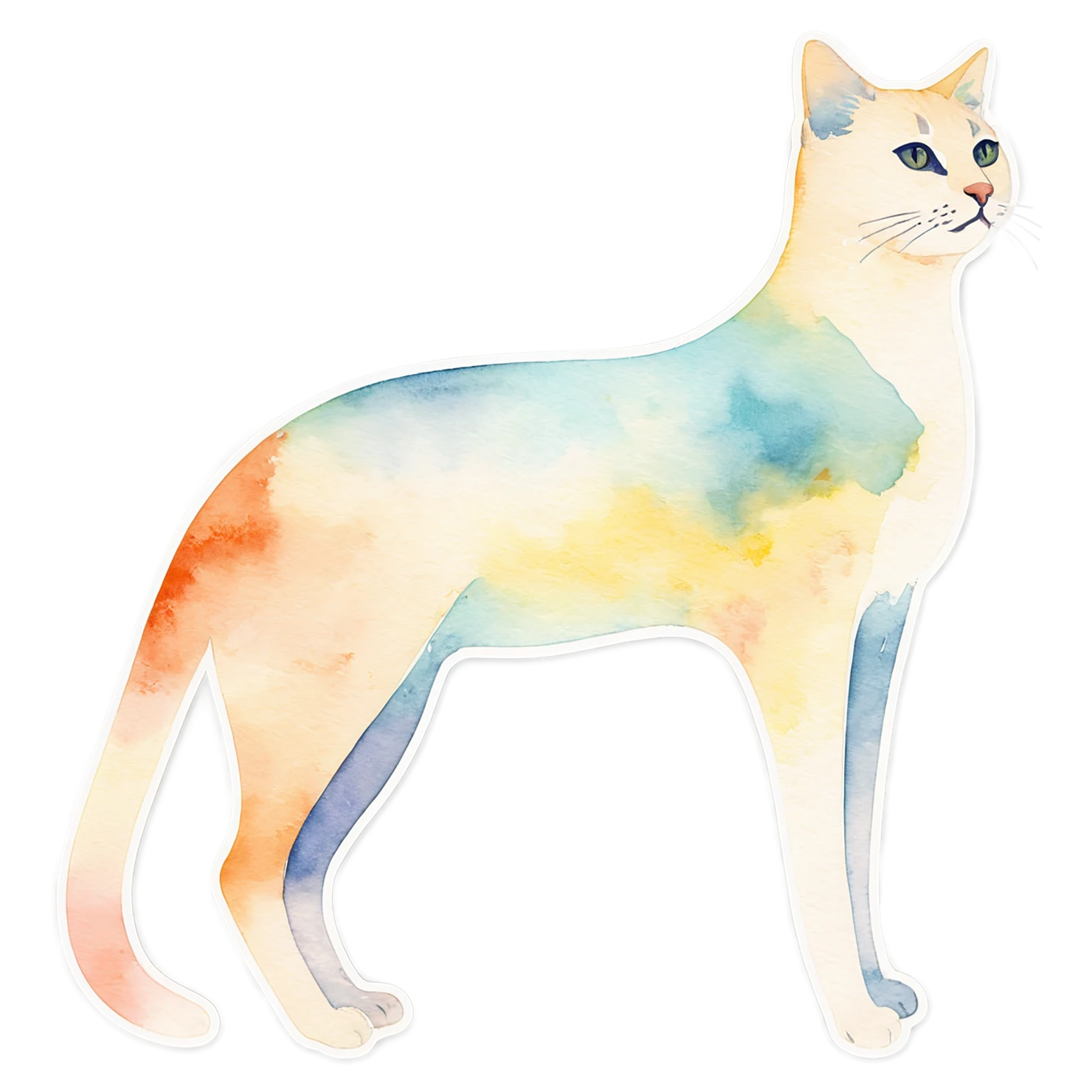 Cat watercolor sticker isolated on transparent background #14863