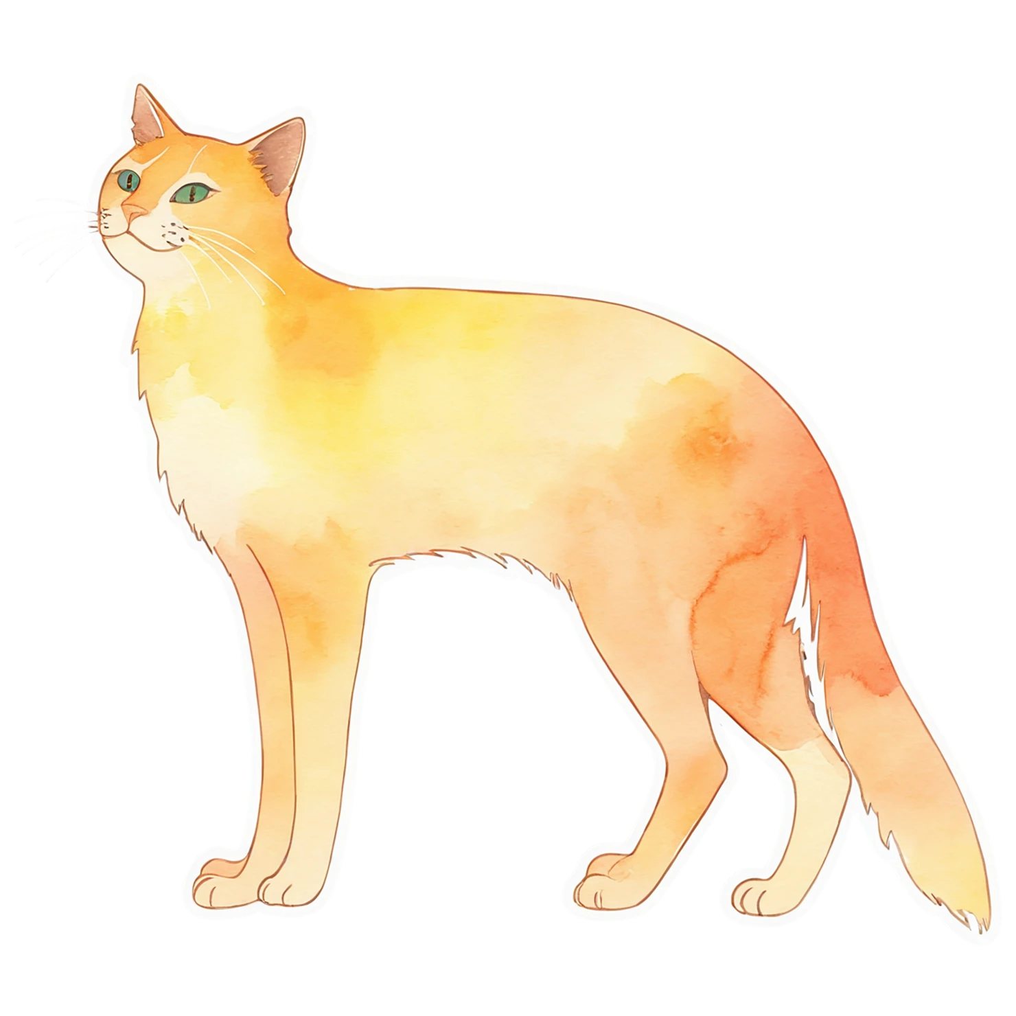 Cat watercolor sticker isolated on transparent background #14865