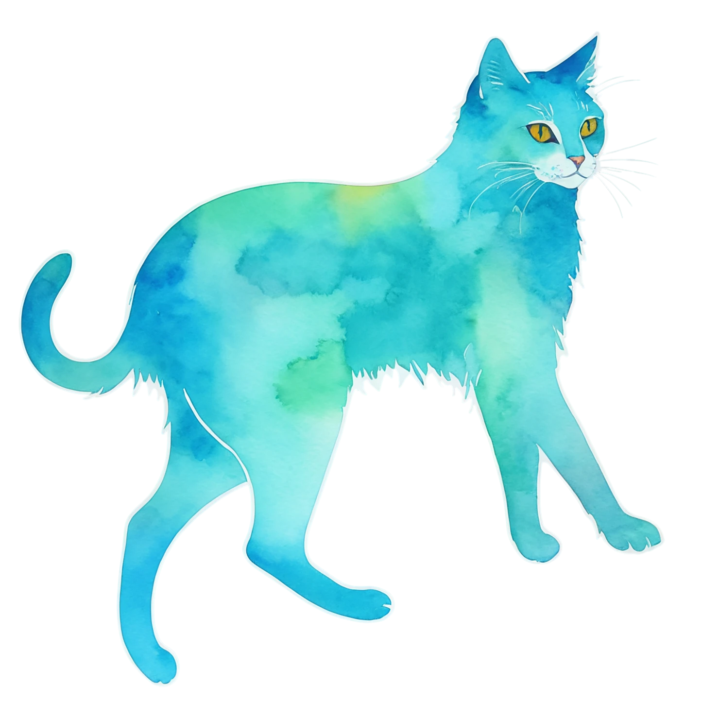 Cat watercolor sticker isolated on transparent background #14866