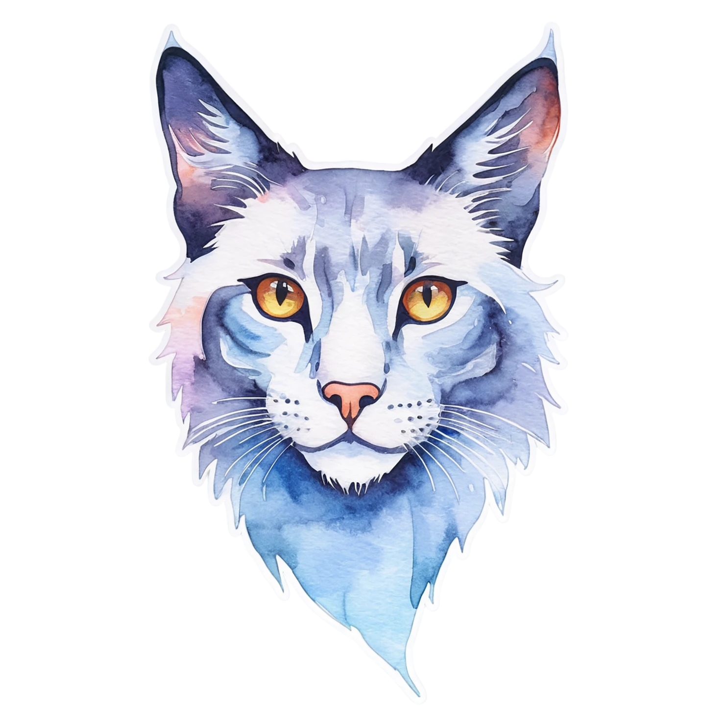 Cat watercolor sticker isolated on transparent background #14867