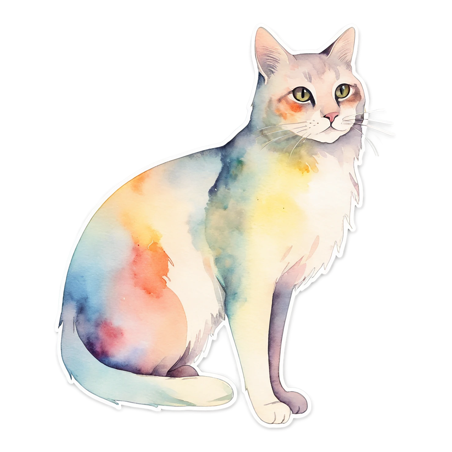 Cat watercolor sticker isolated on transparent background #14868