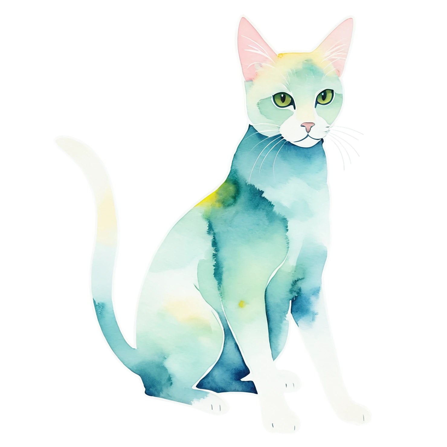 Cat watercolor sticker isolated on transparent background #14870