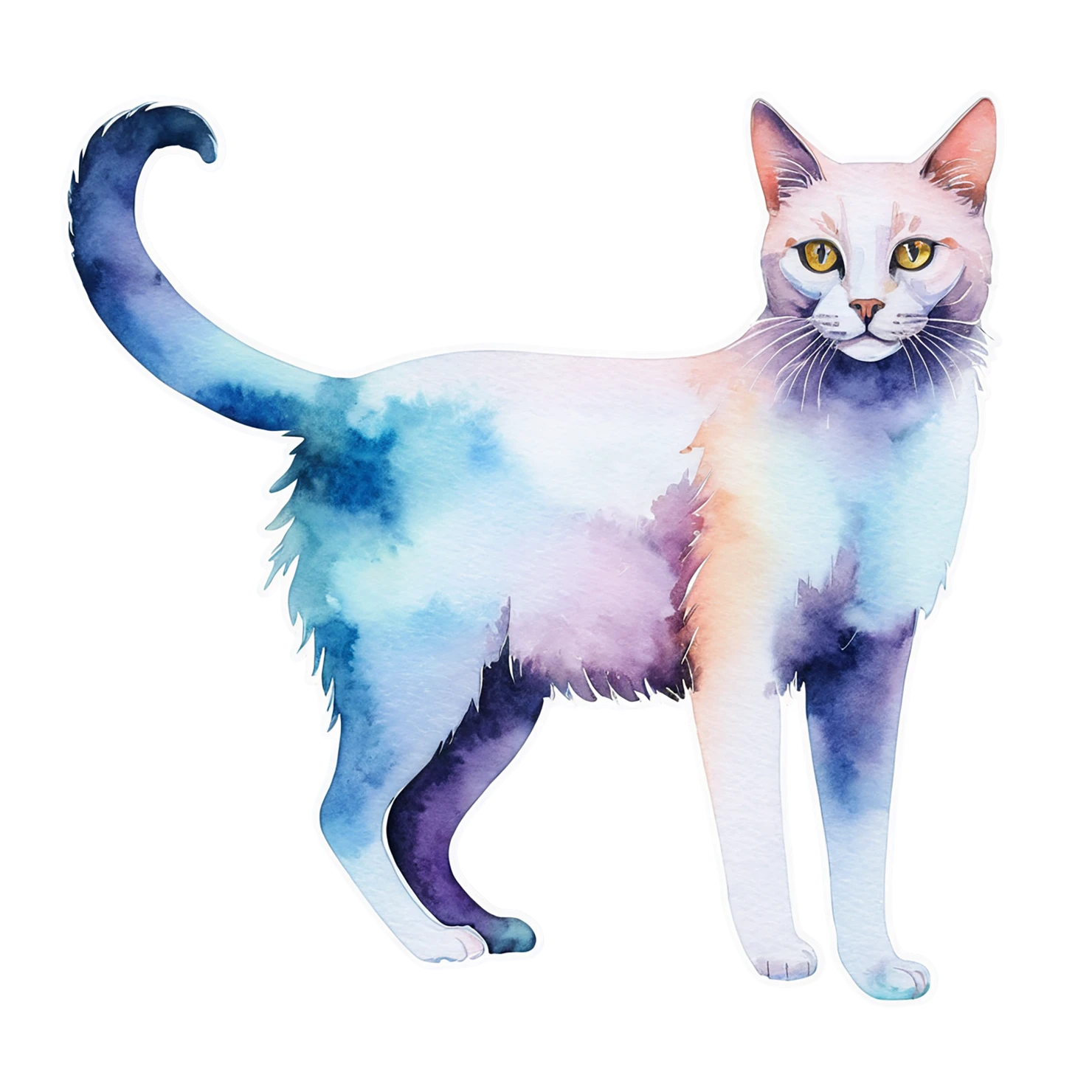 Cat watercolor sticker isolated on transparent background #14873