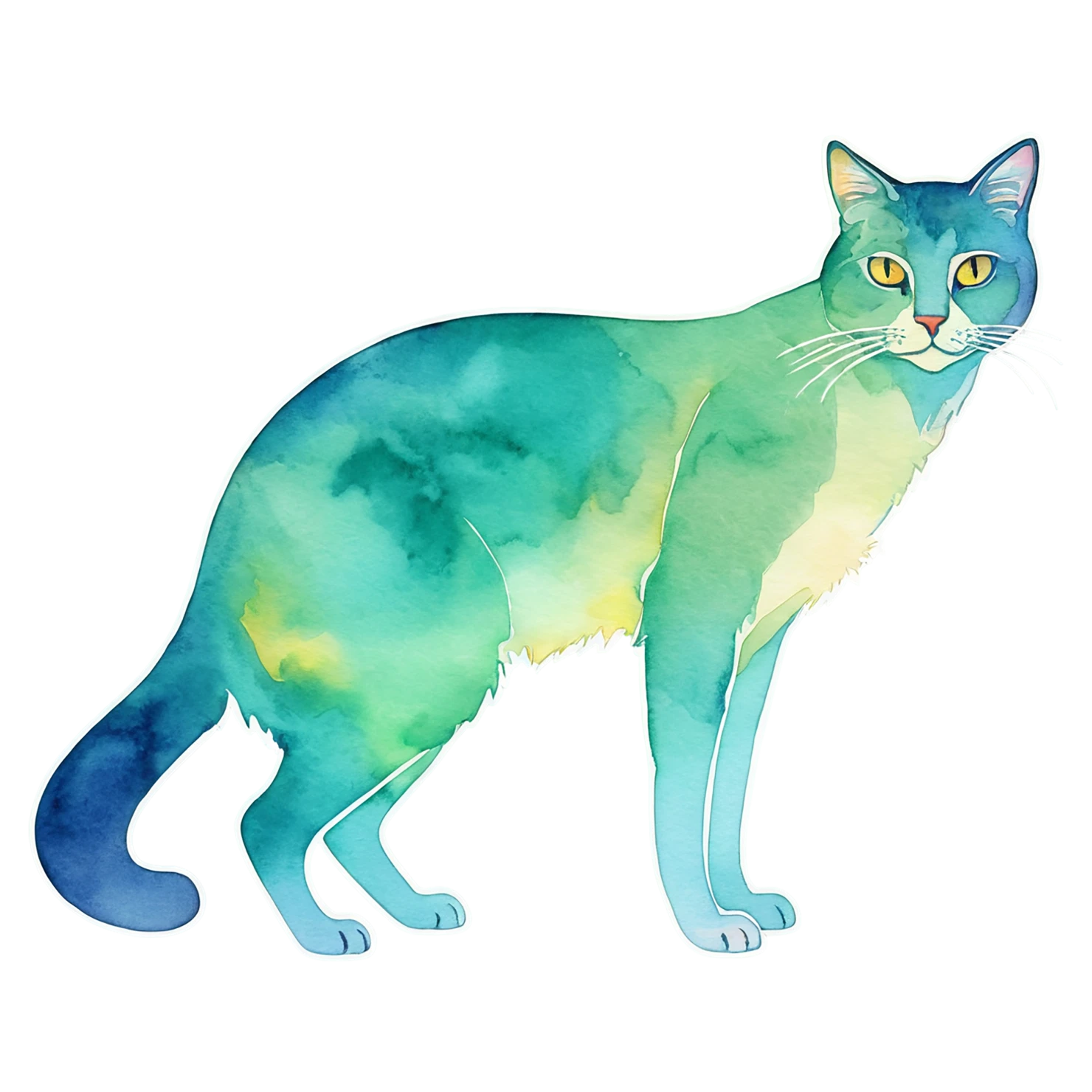 Cat watercolor sticker isolated on transparent background #14874