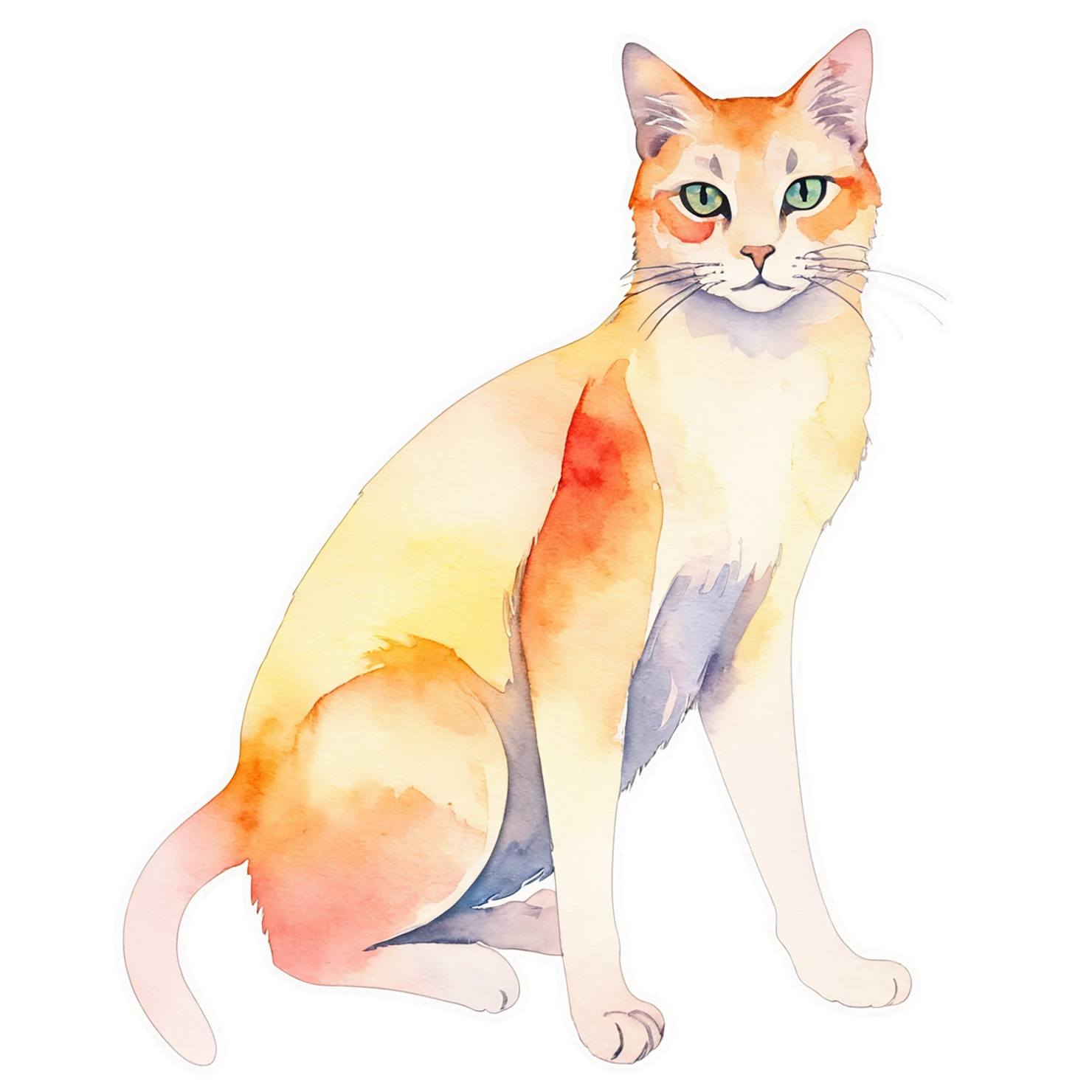 Cat watercolor sticker isolated on transparent background #14878