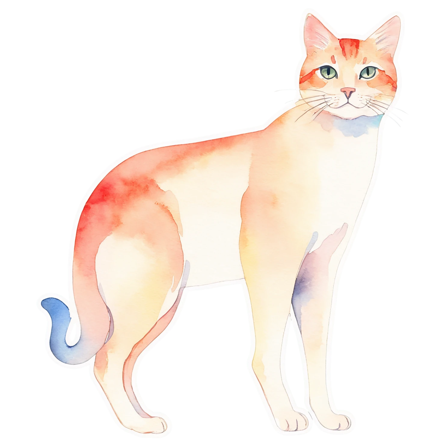 Cat watercolor sticker isolated on transparent background #14879