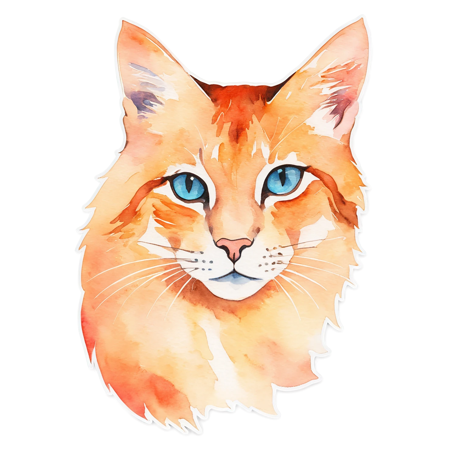 Cat watercolor sticker isolated on transparent background #14880