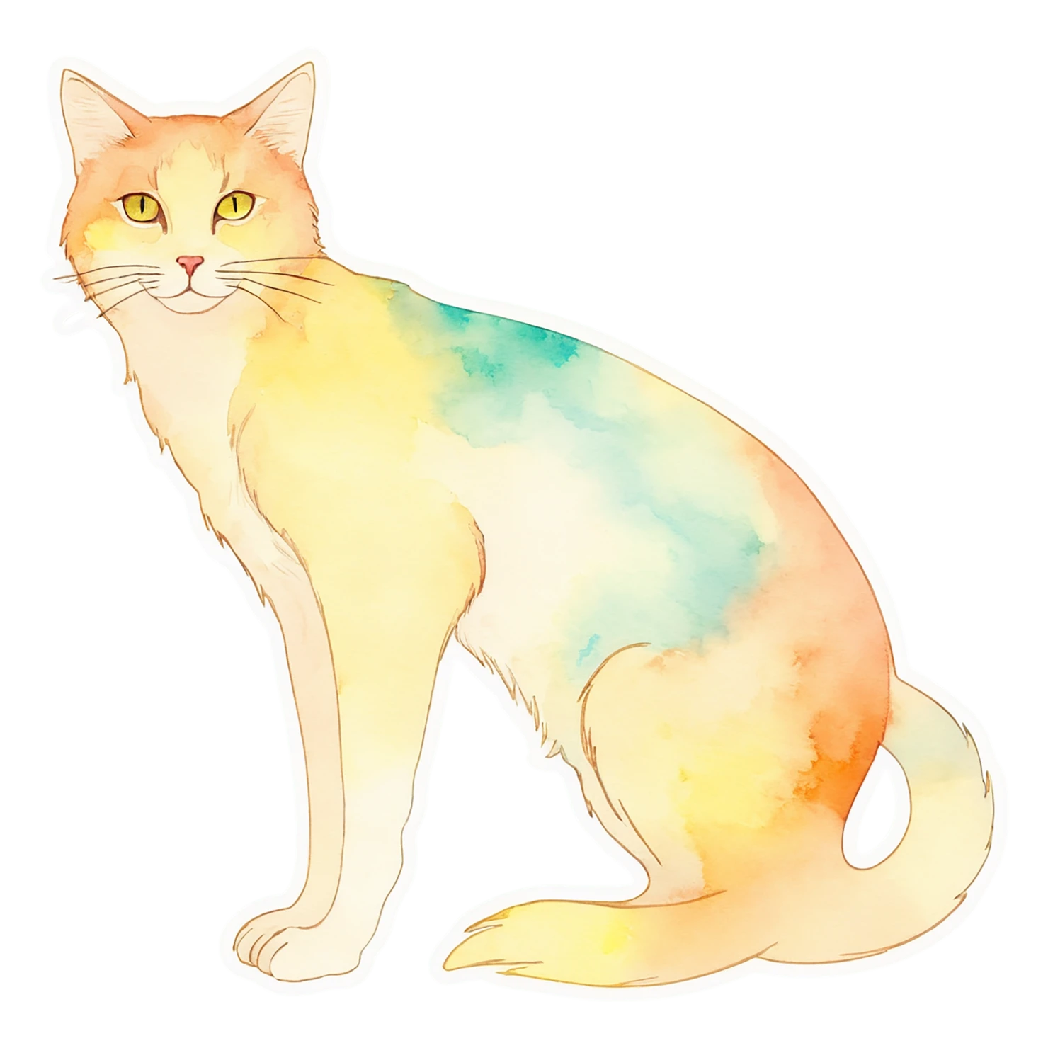 Cat watercolor sticker isolated on transparent background #14881